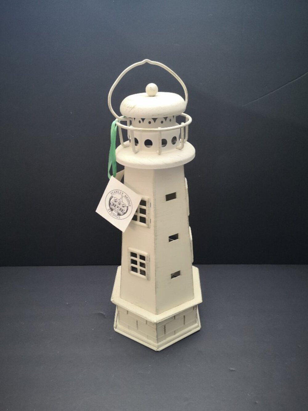 Stanley Bridge Studios Metal Lighthouse w/ Weathered Look Candle Holder 13" High